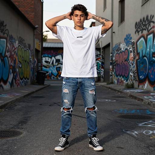 Urban Fashion Portrait of Tattooed Man