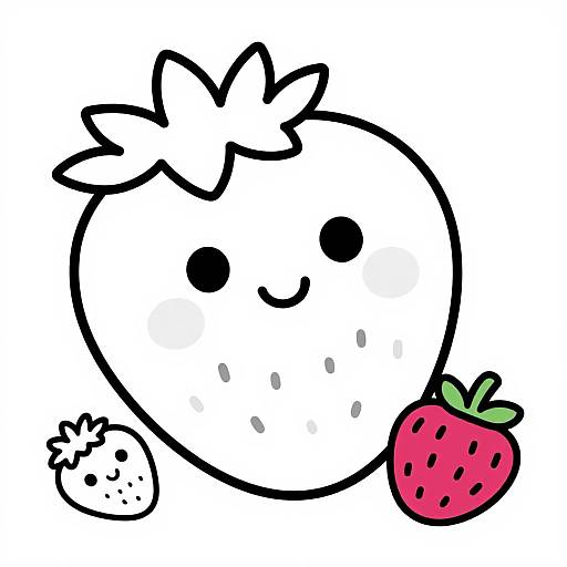 Cute Strawberry and Raspberry Coloring Page