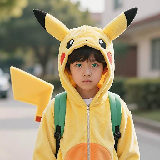 Child in Pikachu Costume Outdoors