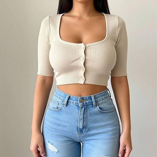 Casual Chic Woman in Beige Cardigan