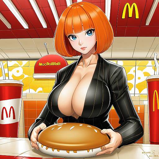 Illustration of Mother (yoru mac), mcdonald's in the style of Harukaze unipo