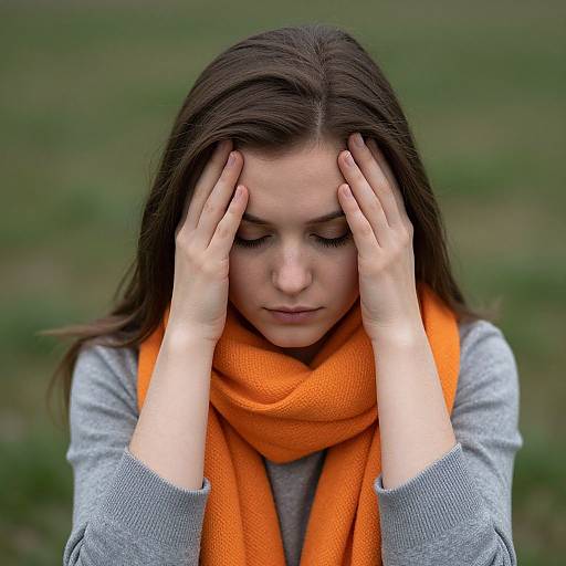 Serene Woman in Orange Scarf