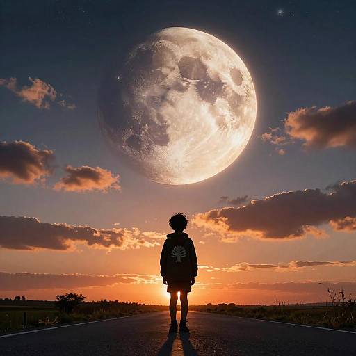 Surreal Child Silhouette at Cosmic Sunset