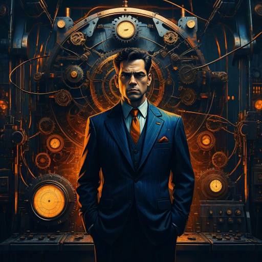 Vintage Man in a Noir Mechanical World