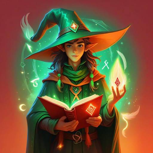 Whimsical Young Wizard Cartoon Character