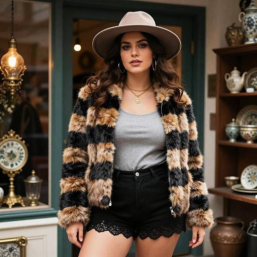 Boho-Chic Curvy Woman in Vintage Boutique