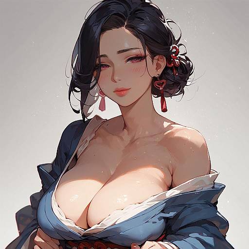 Mature Japanese Girl with Cleavage Portrait