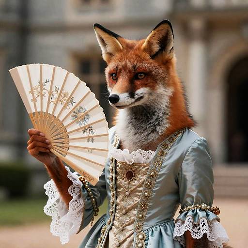 Elegant Fox in 18th Century Dress