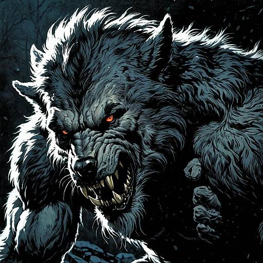 Hyper-Realistic Werewolf Humanization Horror Comic Photo