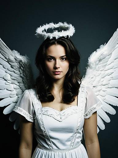 Woman in Angel Costume with Halo and Wings