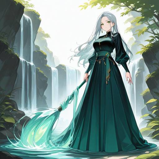 Mysterious Sorceress with Silver Hair