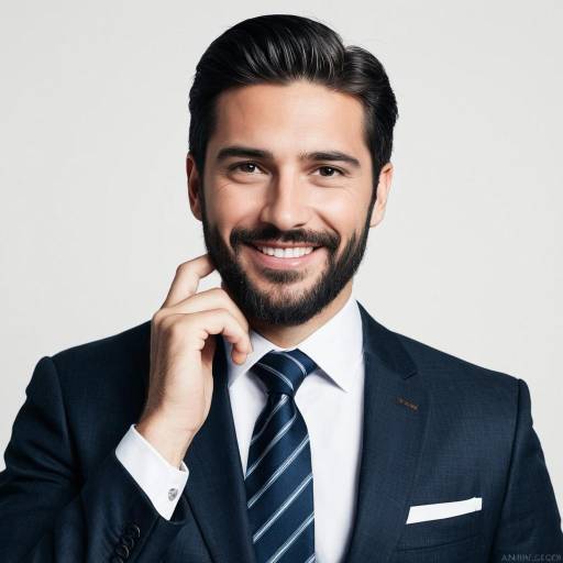 Smiling Businessman in Navy Suit