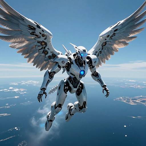 Futuristic Mechanical Angel Soaring