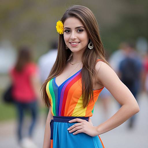 Rainbow Formal Dress with Jewelry