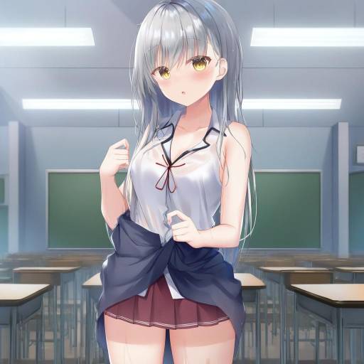 Anime Girl in School Classroom