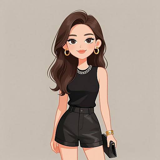 Chic Smiling Woman in Stylish Outfit