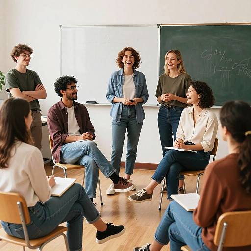 Warm Lively Casual Adult Classroom Discussion