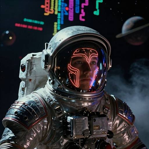 Vintage Astronaut Portrait in Neon Dystopia