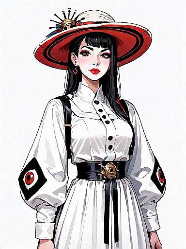 Stylish Woman in Bohemian Dress and Wide-Brimmed Hat