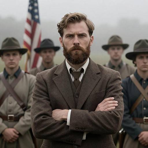 Civil War Era Portrait with Intense Soldiers