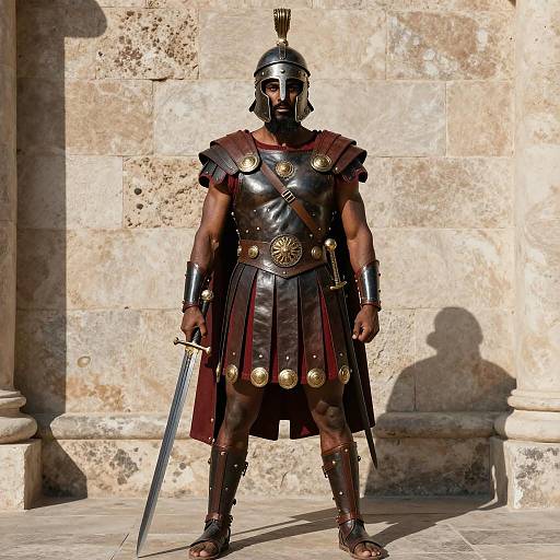 Photorealistic Black Roman Warrior Portrait