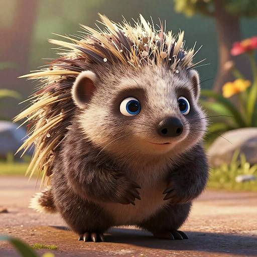 Adorable Pixar-Style Baby Porcupine