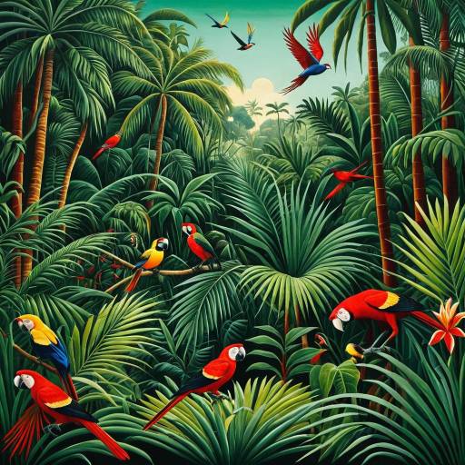 Dreamy Jungle Scene in Rousseau Style Dreamy Jungle Scene in Rousseau Style