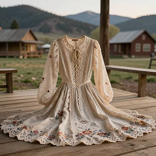 Vintage Western Dress on Porch