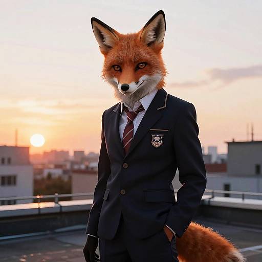 Beastars Fox in Dramatic Rooftop Pose