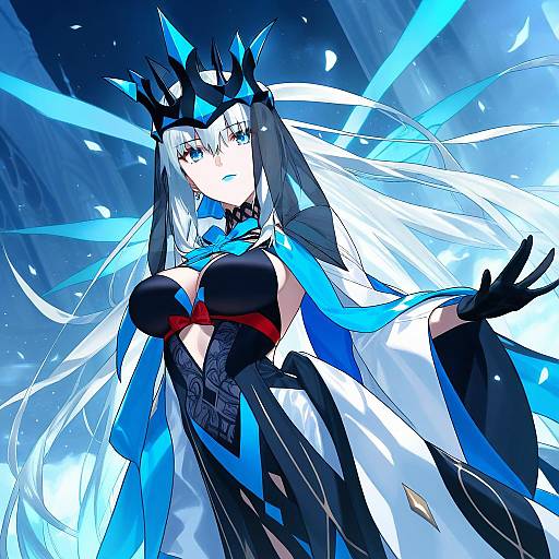 Illustration of Morgan le fay (queen of winter) (fate), fate/grand order in the style of Baffu
