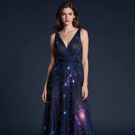 Elegant Galaxy-Inspired Prom Dress Photography
