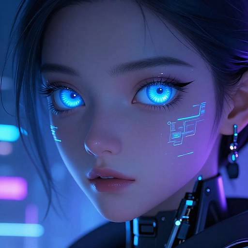 Futuristic Cyberpunk with Neon Eyes