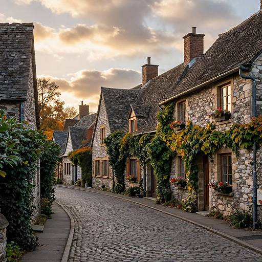 Vintage Village Street at Dawn