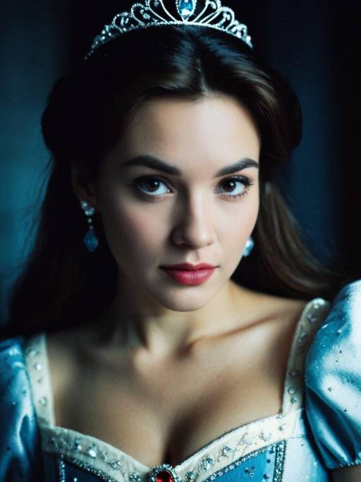 Woman Wearing Blue Disney Princess Dress and Tiara