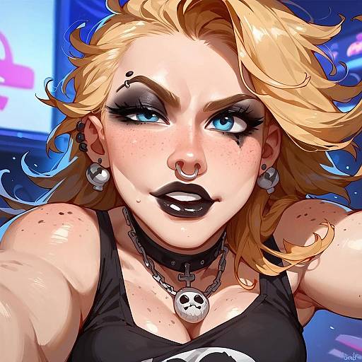 Close Up Goth Blonde E-Girl Selfie