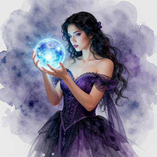 Mystical Woman with Glowing Orb