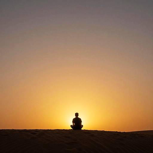 Solitary Man Watching Desert Sunset