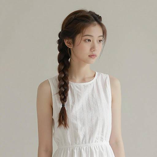 Elegant Young Woman with Unique Hairstyle