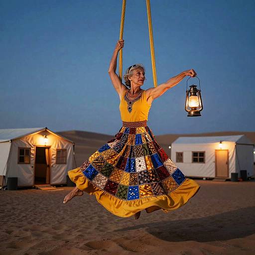 Retired Circus Aerialist in Boho Skirt