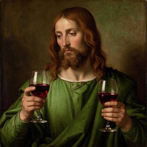 Renaissance Figure with Wine Glasses