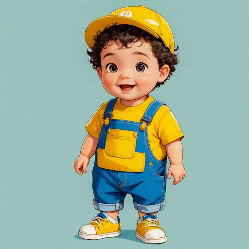 Playful Cartoon of a Young Boy