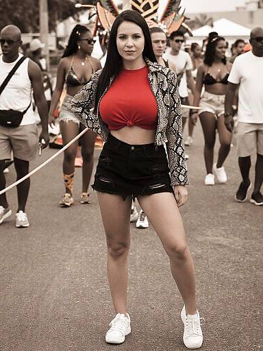Woman in Streetwear at Carnival
