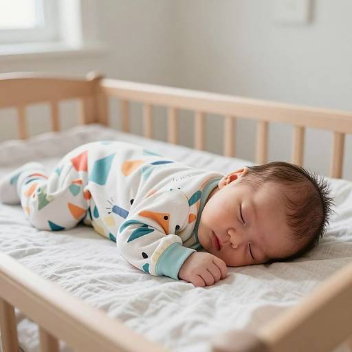 Peaceful Newborn in Geometric Sleepsuit