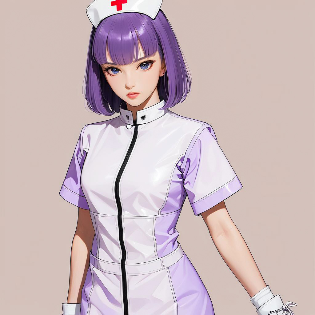 Retro Ninja Nurse with Purple Hair