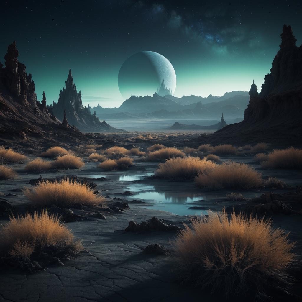 Eerie Alien Landscape in Dim Light