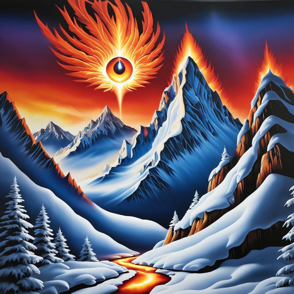 Hybrid Phoenix-Cyclops on Snowy Mountain Peak