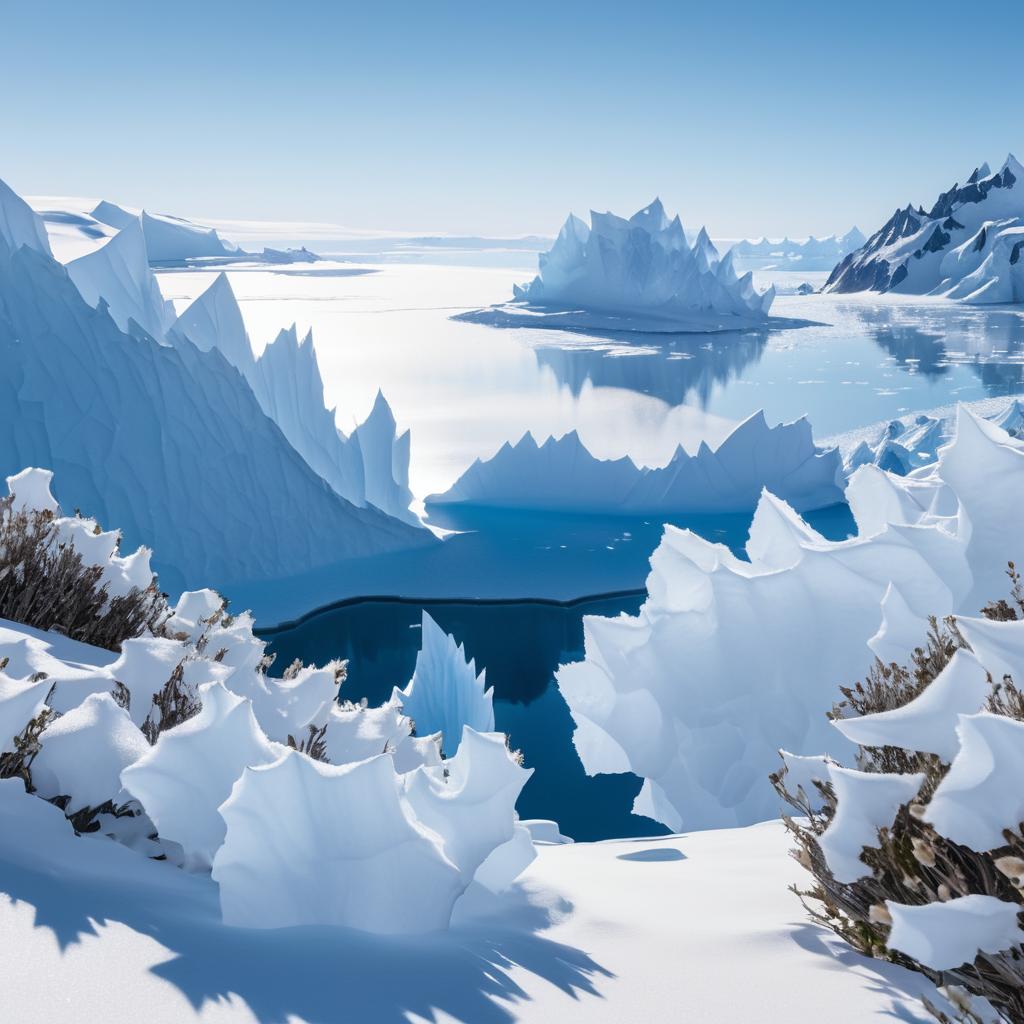 Stunning Arctic Icebergs and Snowy Flora