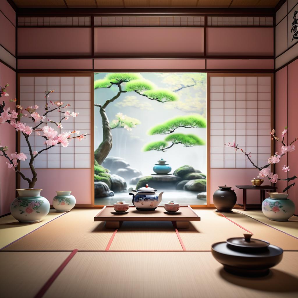 Hyper-Realistic Japanese Tea Ceremony Scene