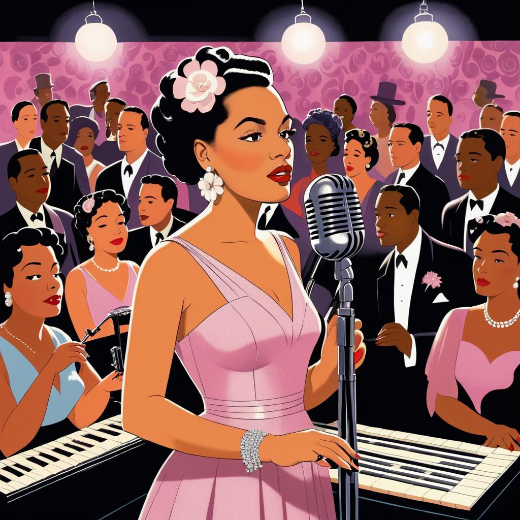 Billie Holiday in Vintage Comic Illustration