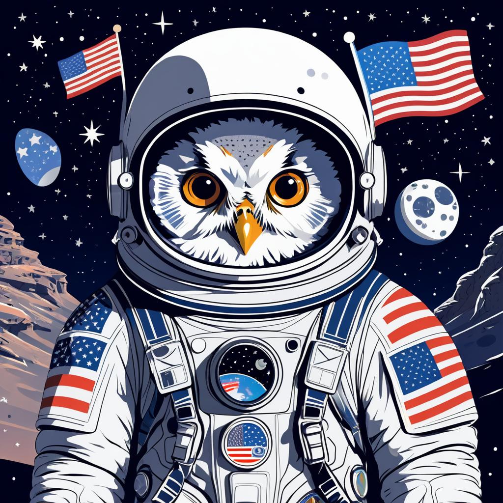 Curious Owl Astronaut in Space